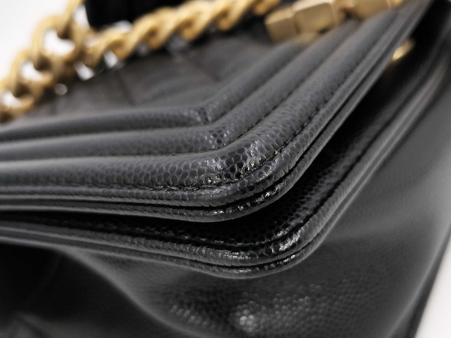 CHANEL Boy Caviar Black Shoulder Bag
