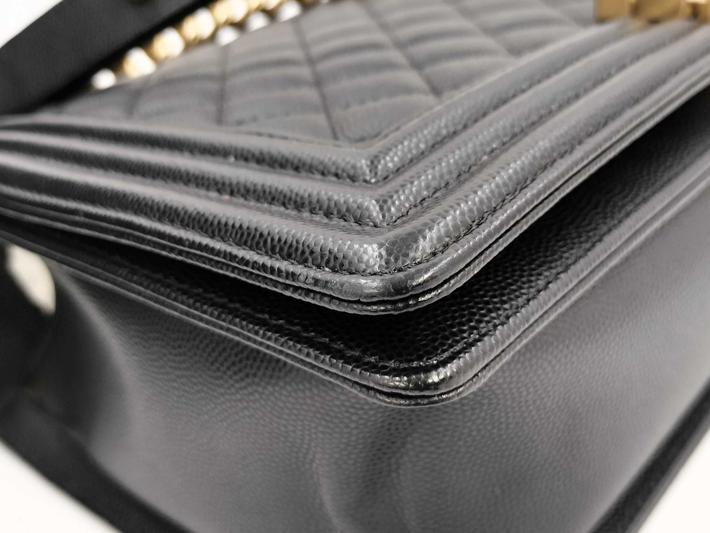 CHANEL Boy Chanel Grained Calfskin Shoulder Bag with G Hardware, No. 25