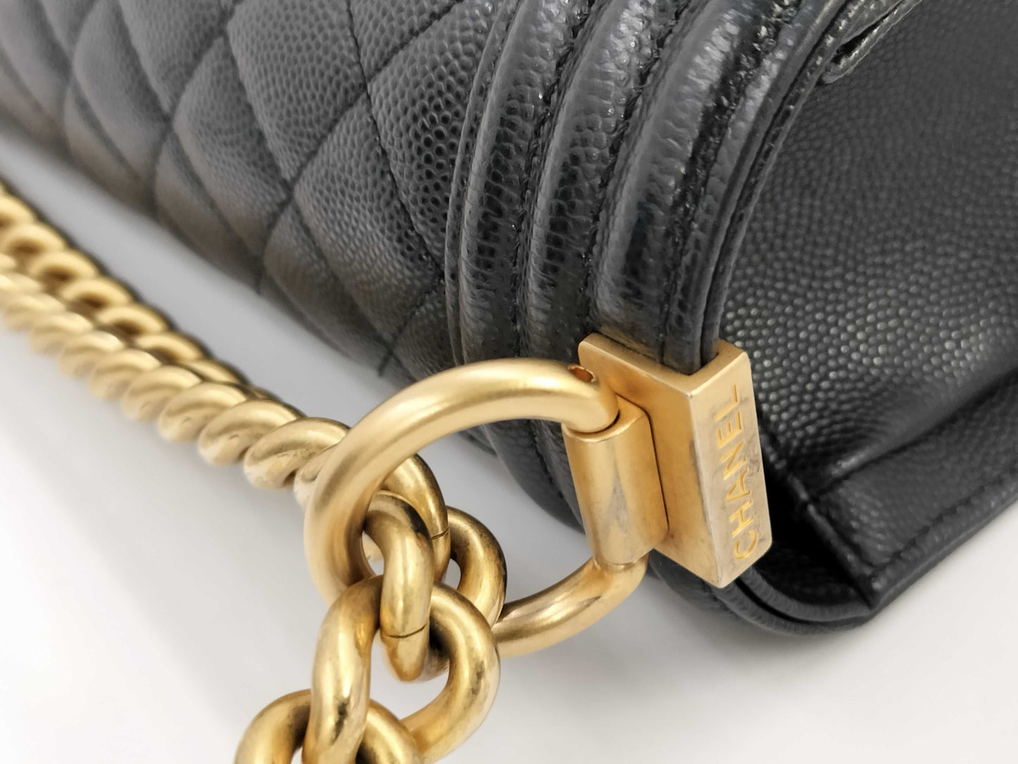 CHANEL Boy Chanel Grained Calfskin Shoulder Bag with G Hardware, No. 25