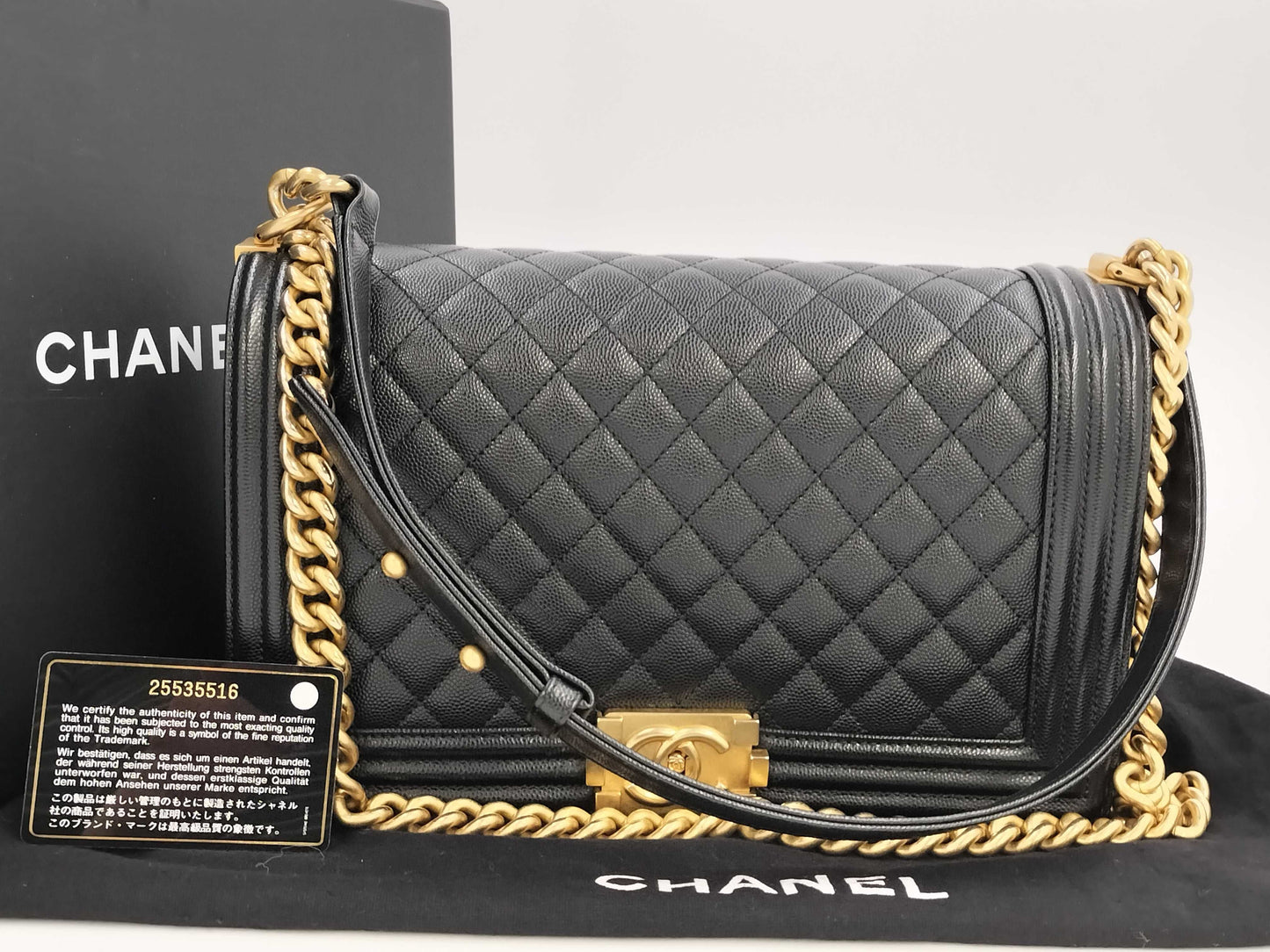CHANEL Boy Chanel Grained Calfskin Shoulder Bag with G Hardware, No. 25