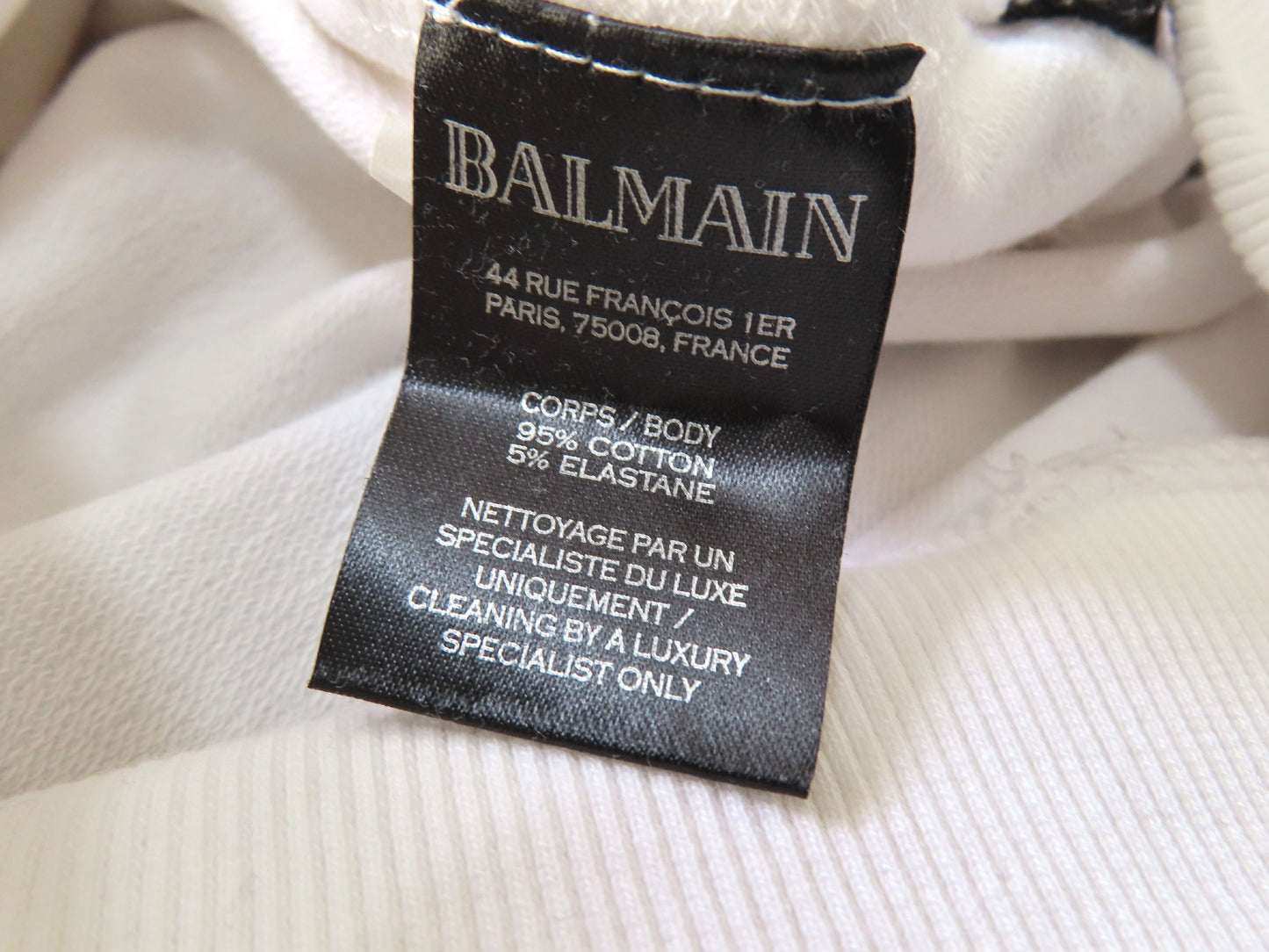 Balmain Hoodie 95% Cotton 5% Elastane White/Black Top