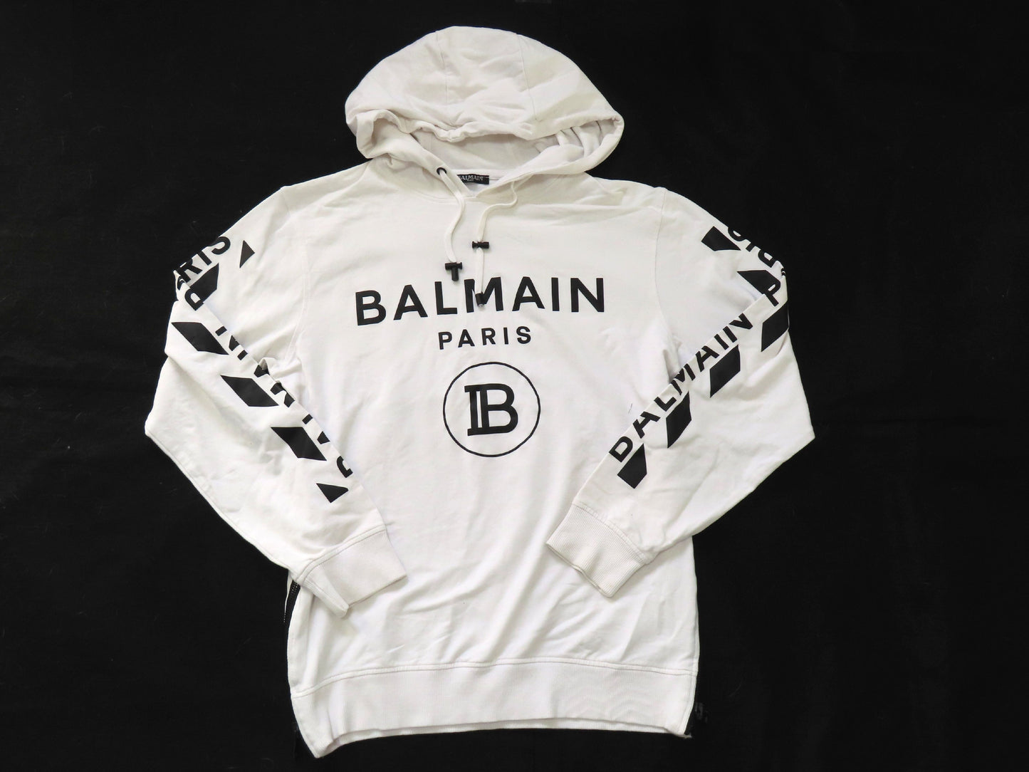 Balmain Hoodie 95% Cotton 5% Elastane White/Black Top