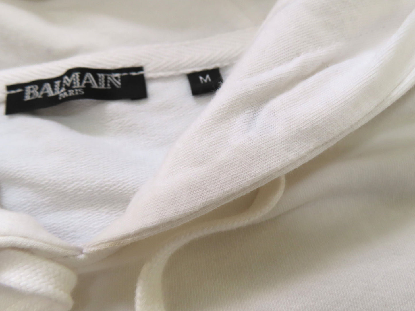 Balmain Hoodie 95% Cotton 5% Elastane White/Black Top