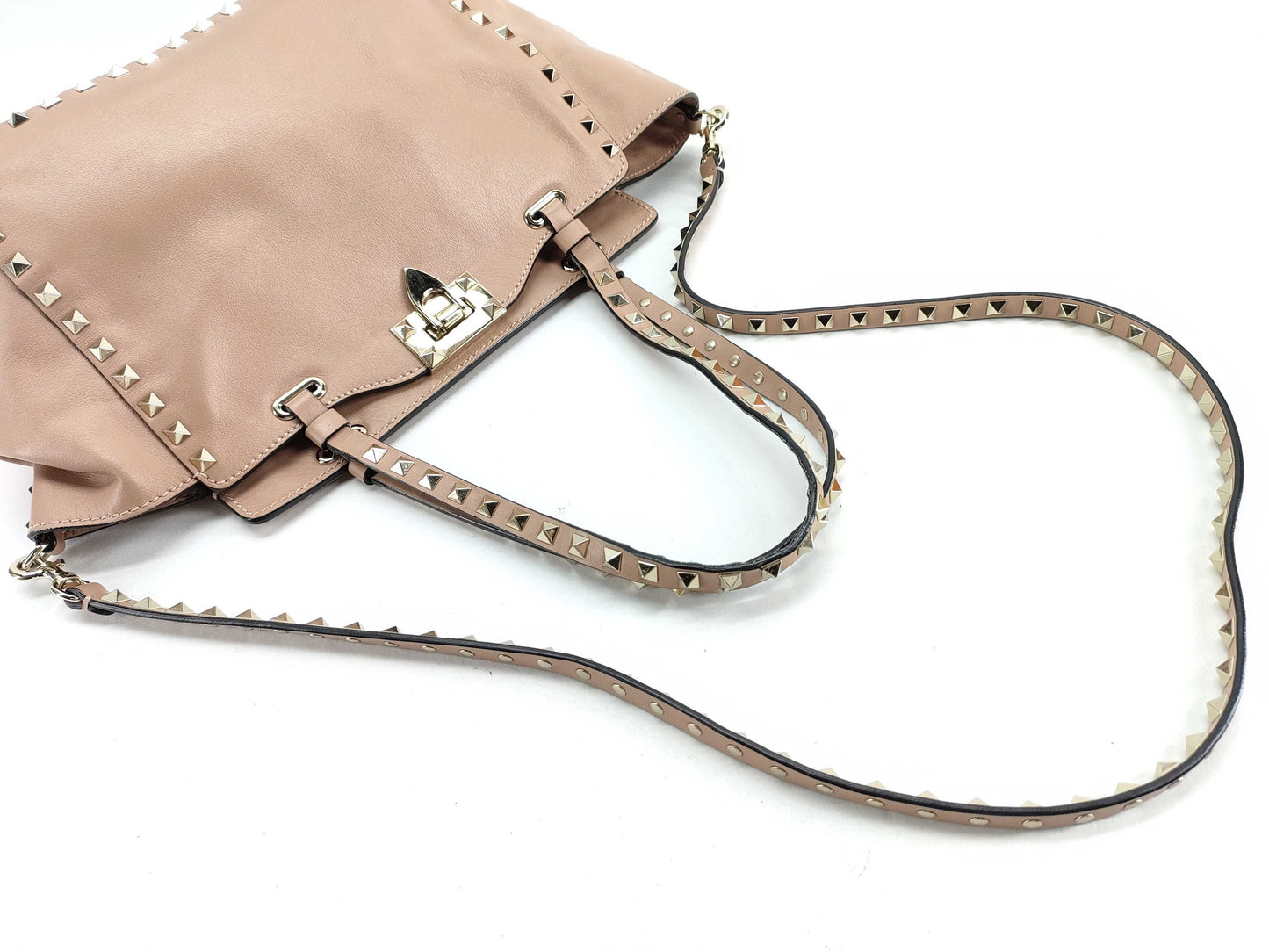 VALENTINO 2-Way Bag, Leather, Pink Beige, Rockstud, Handbag