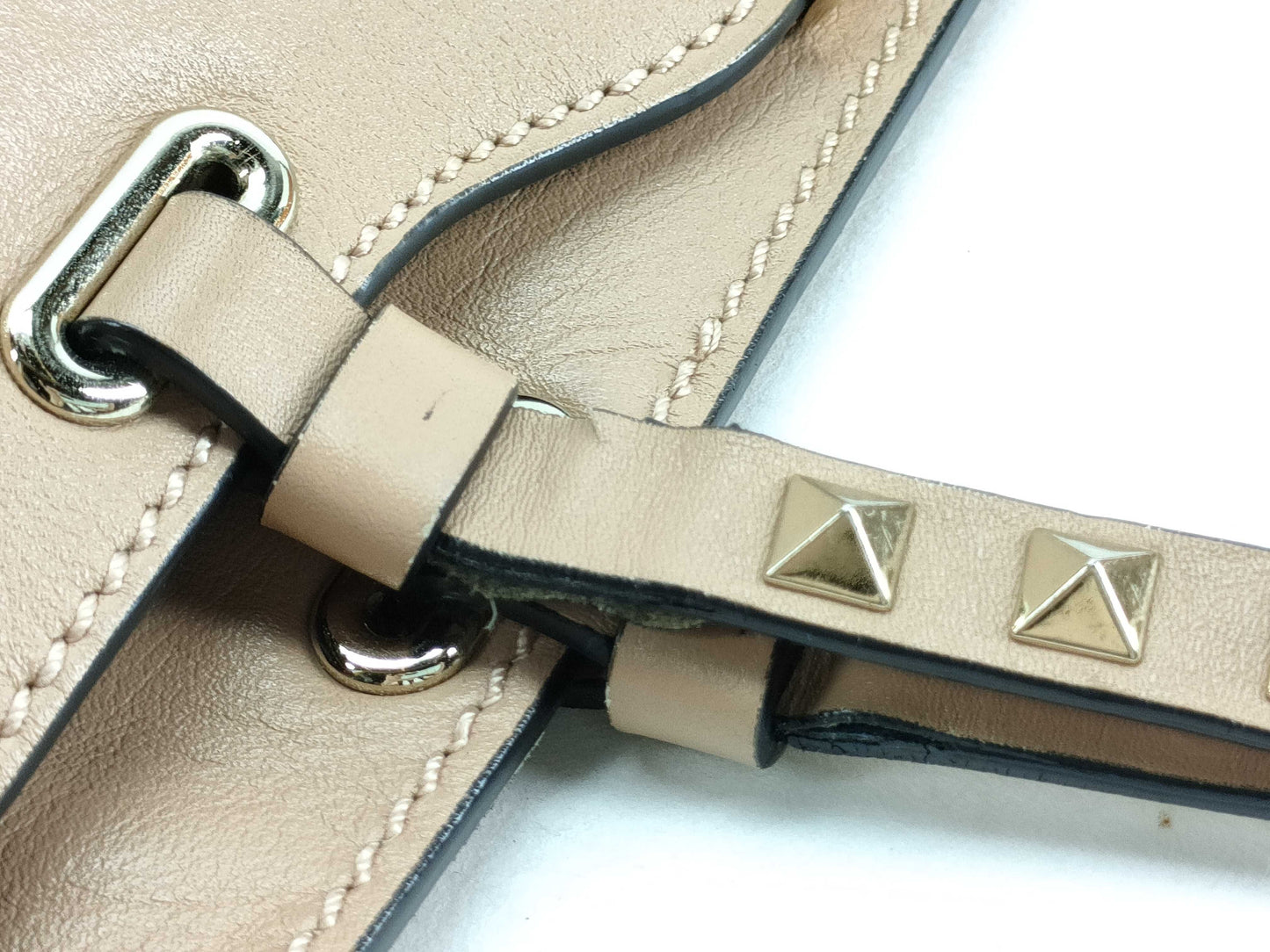 VALENTINO 2-Way Bag, Leather, Pink Beige, Rockstud, Handbag