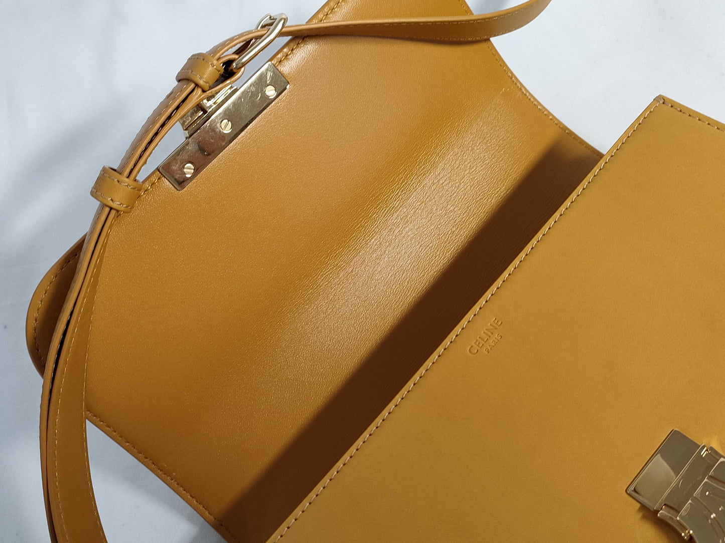 Celine Unused Triomphe Hardware Shoulder Bag in Natural