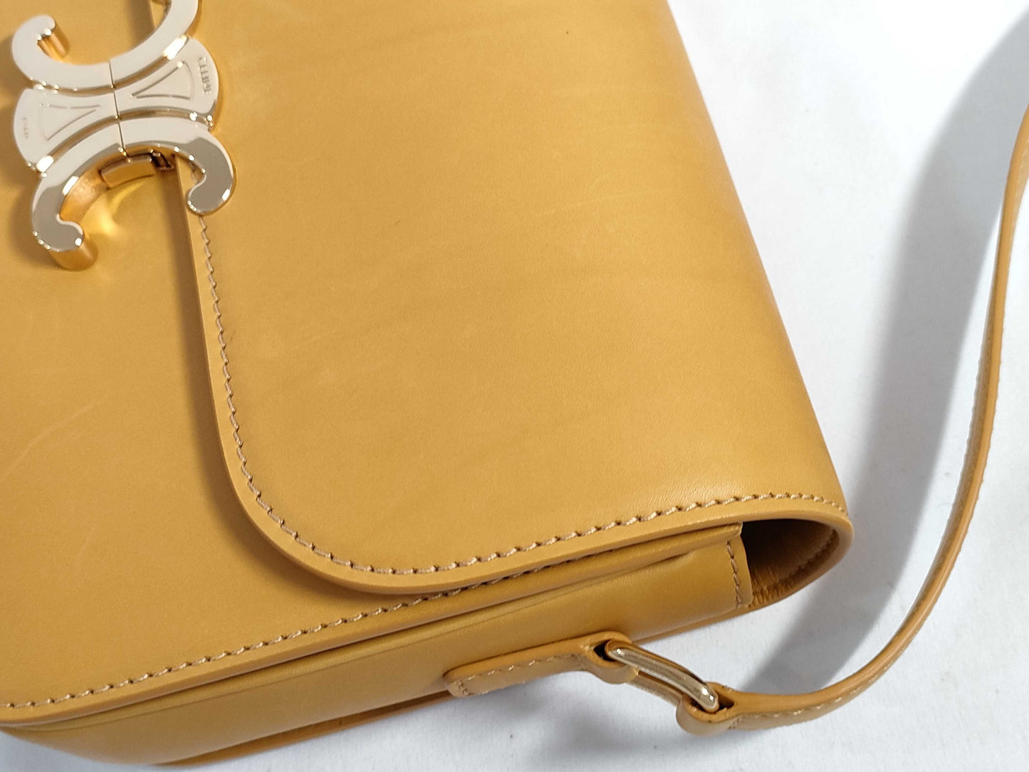 Celine Unused Triomphe Hardware Shoulder Bag in Natural