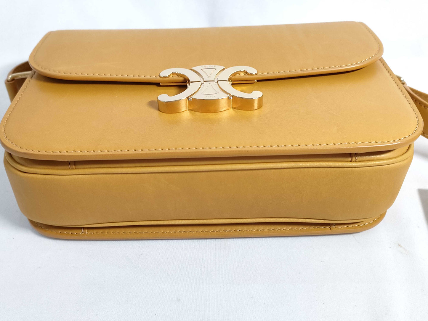 Celine Unused Triomphe Hardware Shoulder Bag in Natural