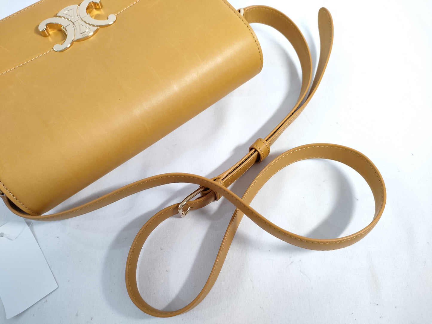 Celine Unused Triomphe Hardware Shoulder Bag in Natural