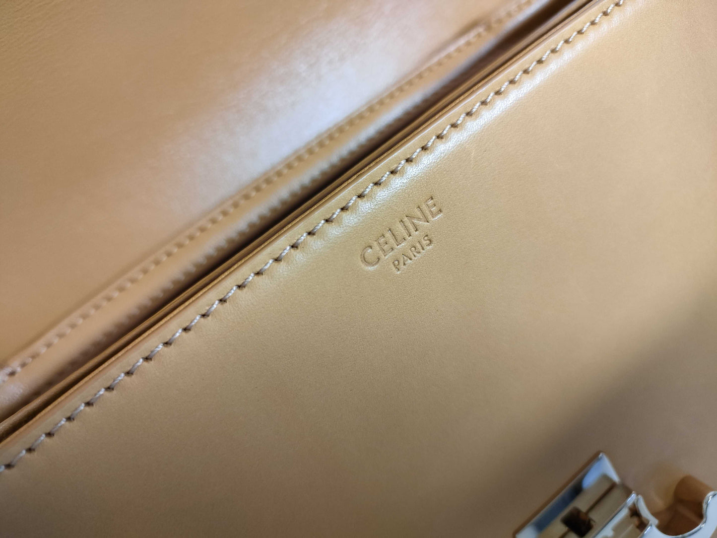 Celine Unused Triomphe Hardware Shoulder Bag in Natural