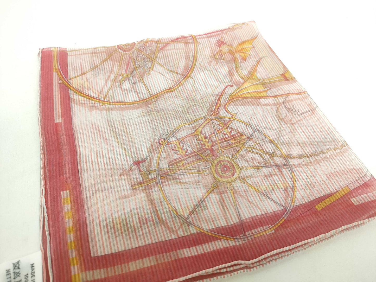 HERMES Carré VOITURES EN EQUILIBRE Silk Pink Scarf