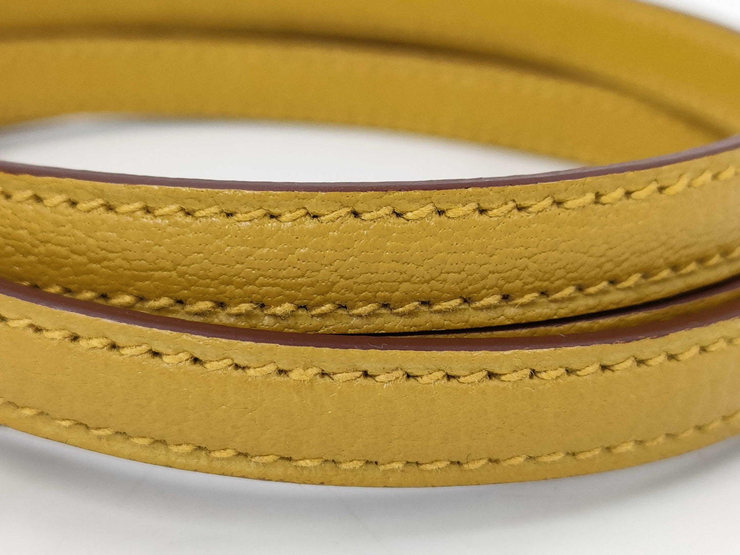 HERMES Mini Kelly Do Handbag, Chevre Jaune Ambre, Stitched, Silver Hardware, W Stamp, Hardware Seal