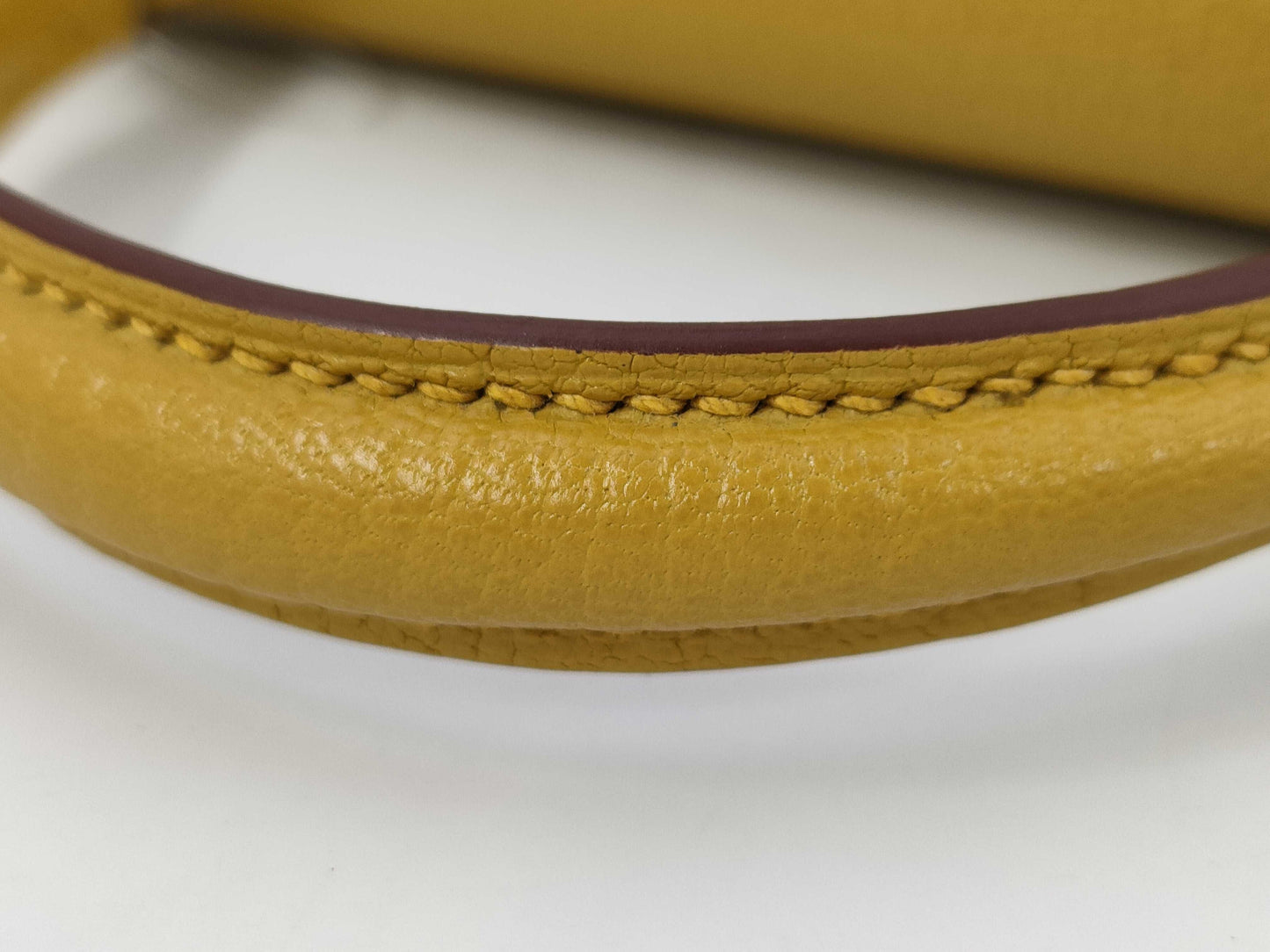 HERMES Mini Kelly Do Handbag, Chevre Jaune Ambre, Stitched, Silver Hardware, W Stamp, Hardware Seal