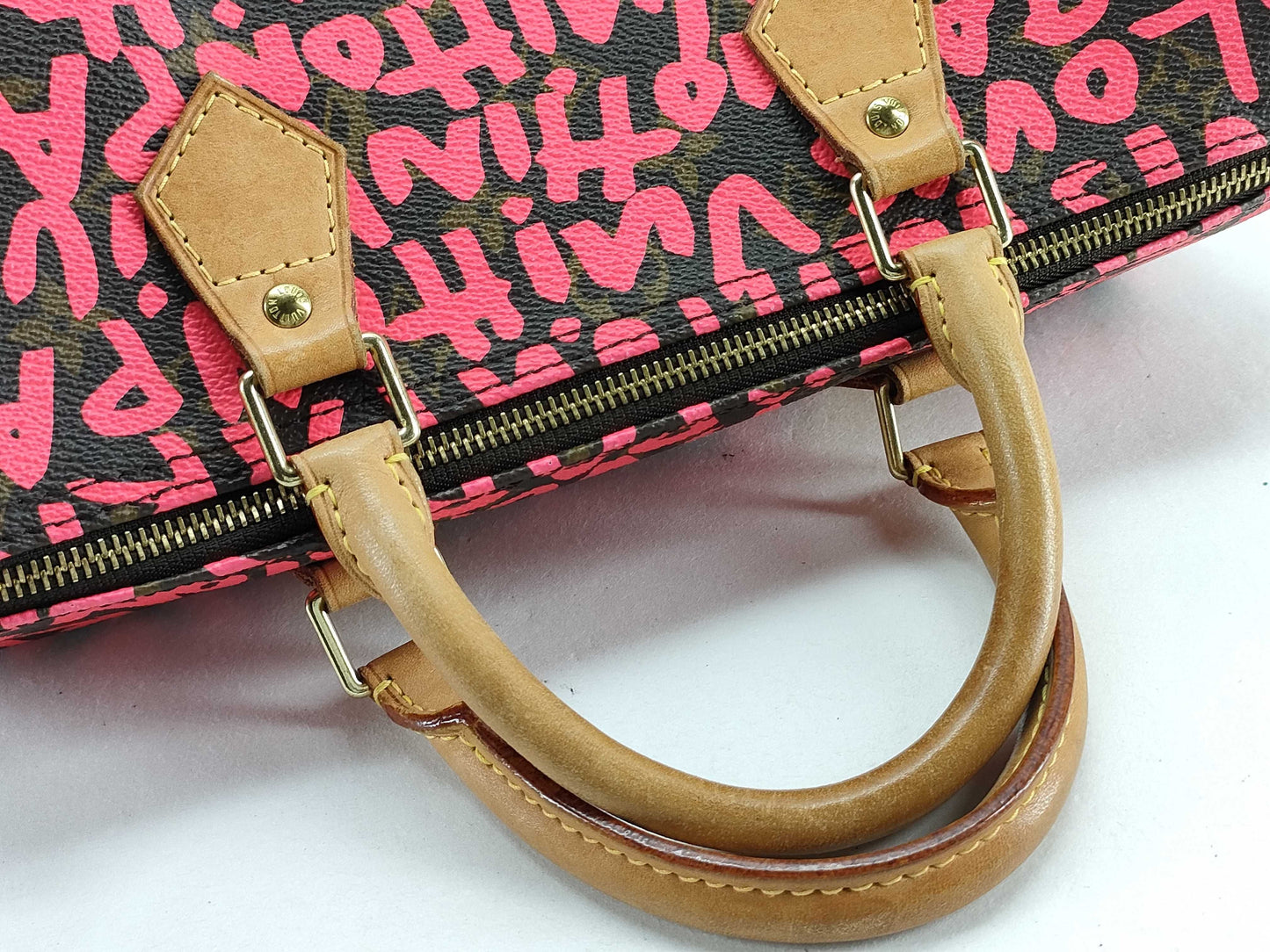LOUIS VUITTON Graffiti Speedy 30 Boston Bag, Fuchsia and Brown, M93704 AA0039