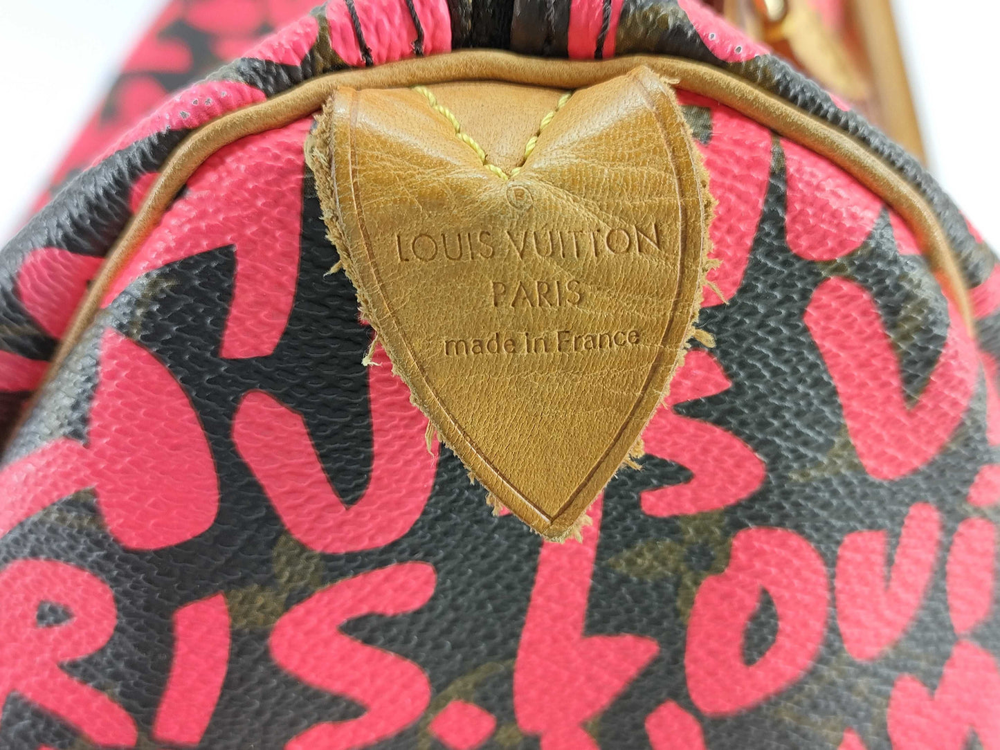 LOUIS VUITTON Graffiti Speedy 30 Boston Bag, Fuchsia and Brown, M93704 AA0039