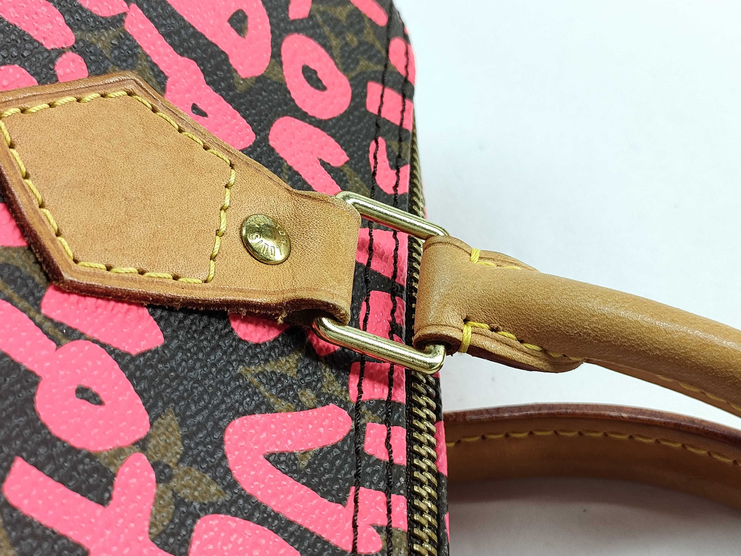 LOUIS VUITTON Graffiti Speedy 30 Boston Bag, Fuchsia and Brown, M93704 AA0039
