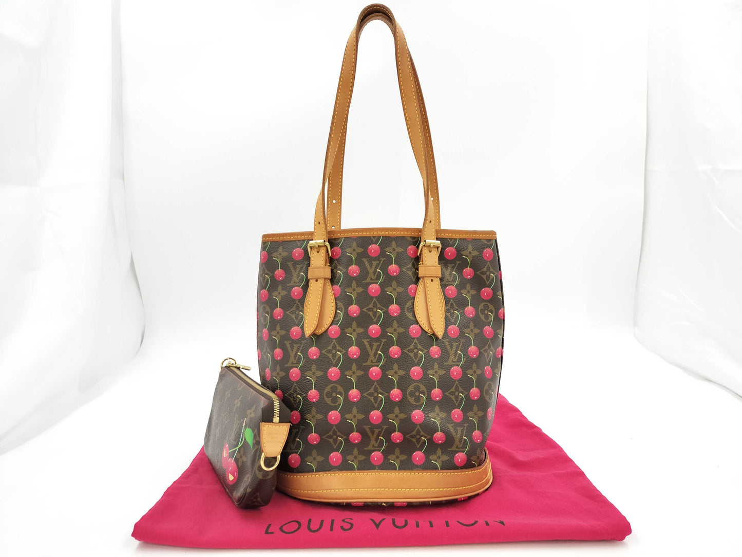 LOUIS VUITTON Cherry Bucket by Takashi Murakami, PM Monogram Cherry, M95012 FL0025 Tote Bag