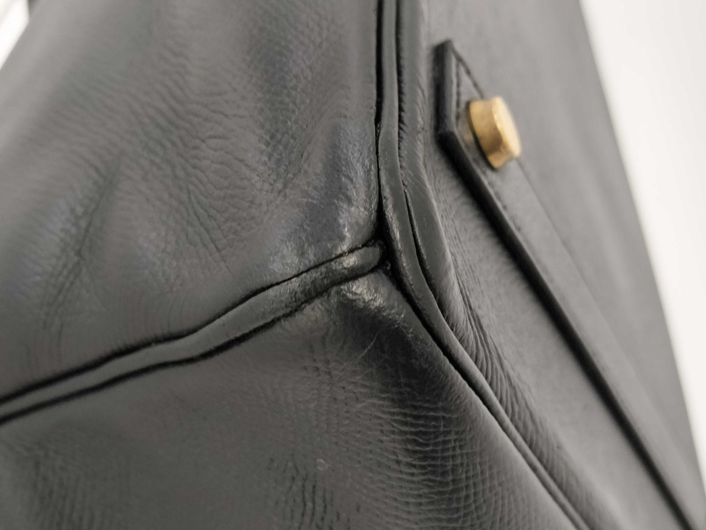 HERMES Birkin 40 Couchvel Black Handbag with 〇X Stamp