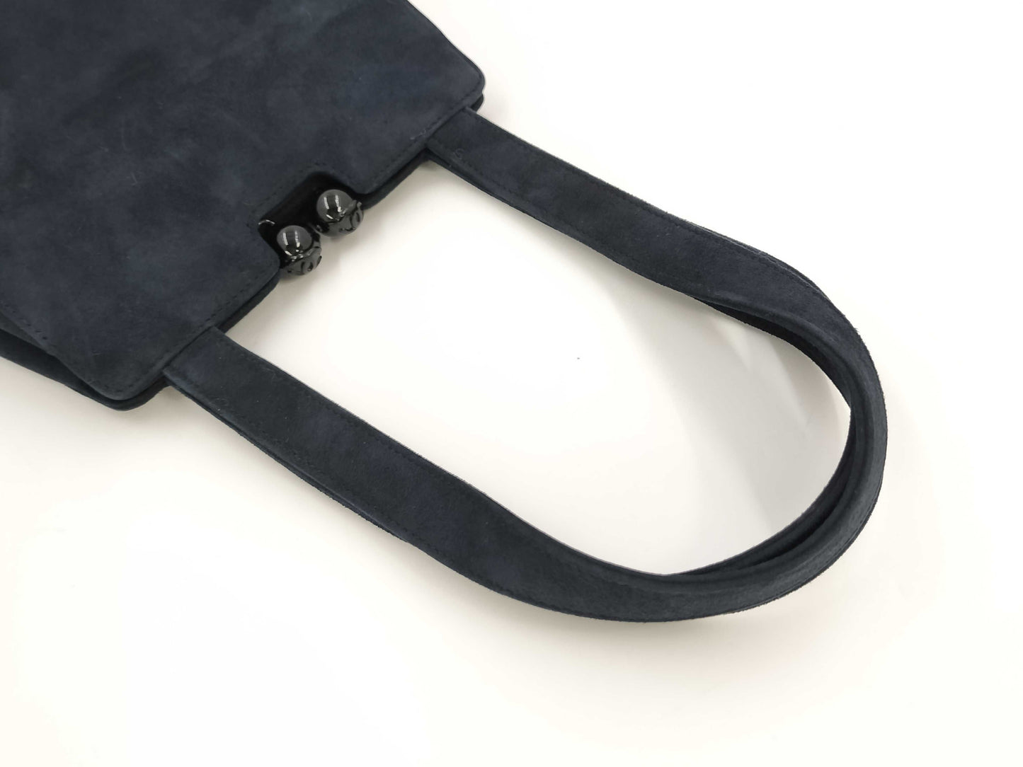 CHANEL Suede Clasp Handbag, Navy, No. 5