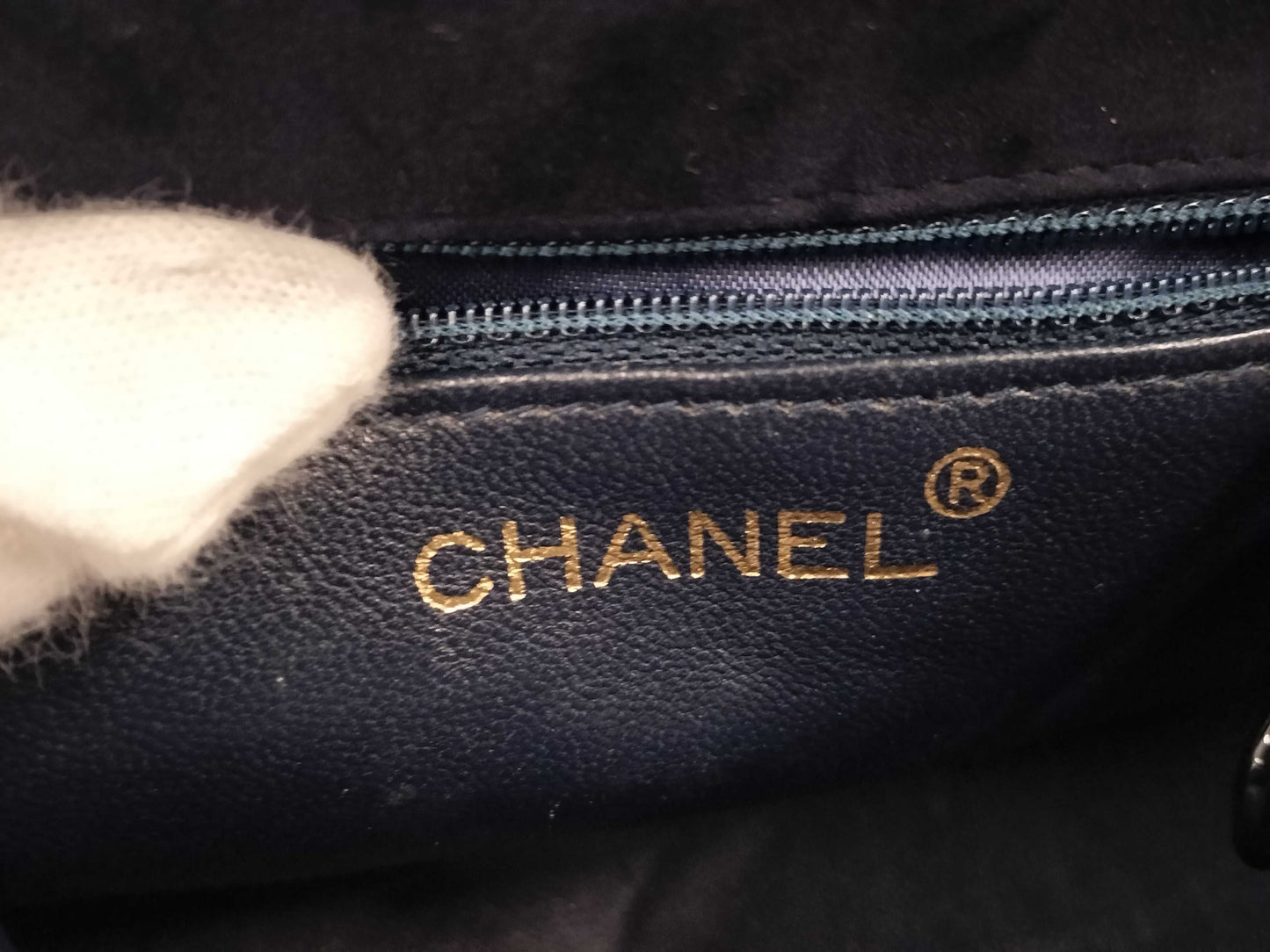 CHANEL Suede Clasp Handbag, Navy, No. 5