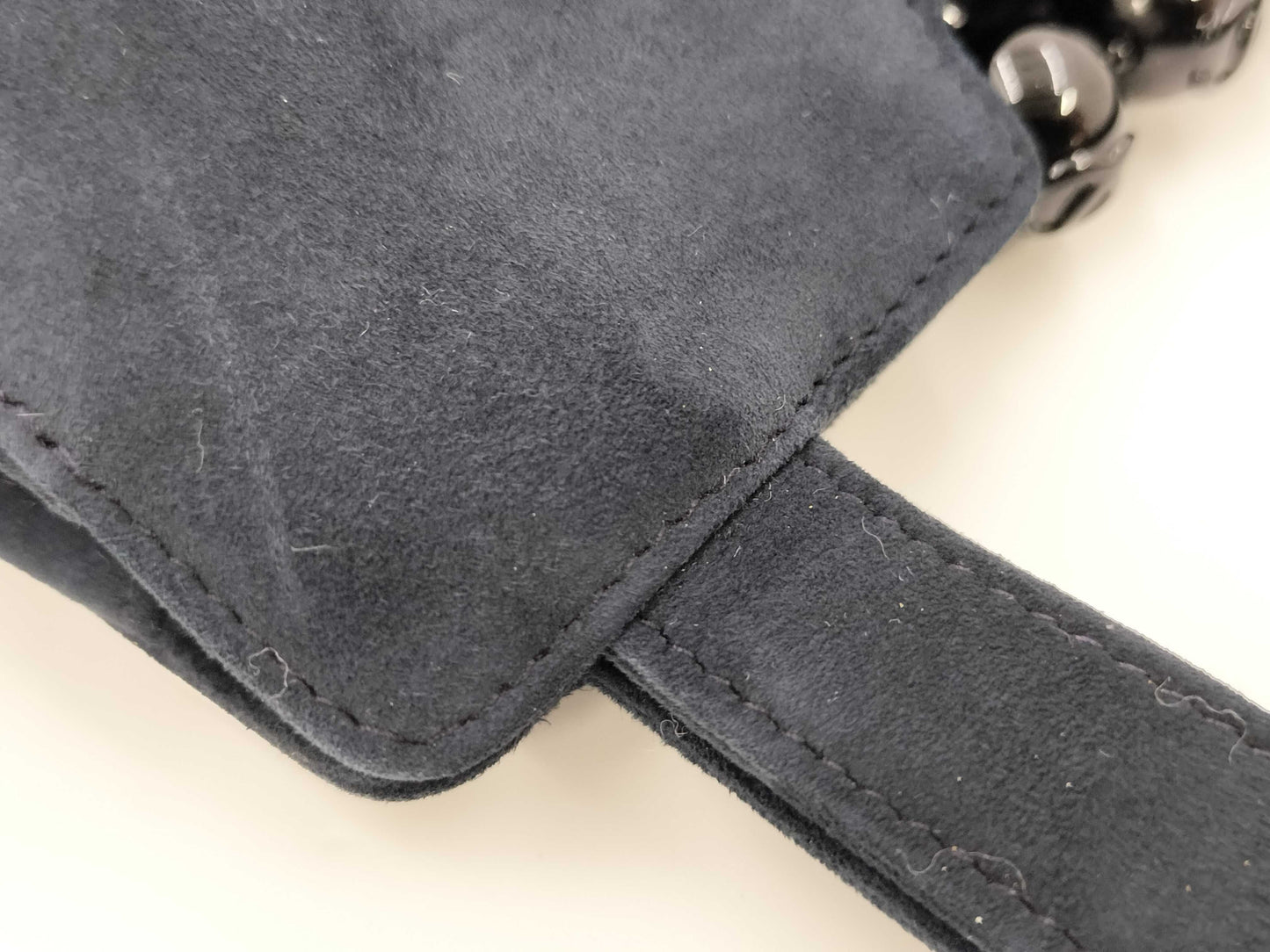 CHANEL Suede Clasp Handbag, Navy, No. 5