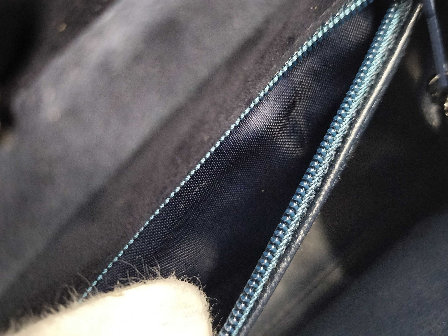 CHANEL Suede Clasp Handbag, Navy, No. 5