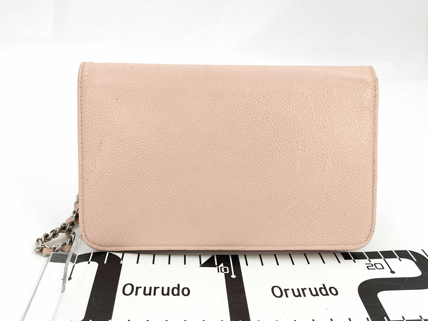 CHANEL Caviar Skin Chain Wallet Pink Shoulder Bag