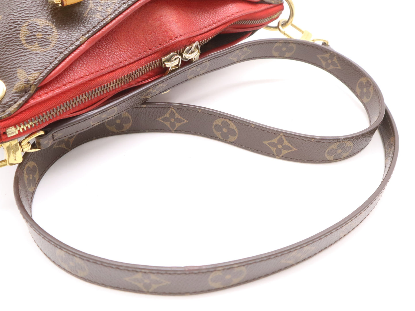 LOUIS VUITTON M41241 Monogram Pallas BB Cerise Handbag with Shoulder Strap