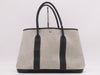 HERMES Garden Party PM Tote Bag, 2006 Limited Edition, Toile H Leather, Bordeaux Pattern, Gray Tote Bag