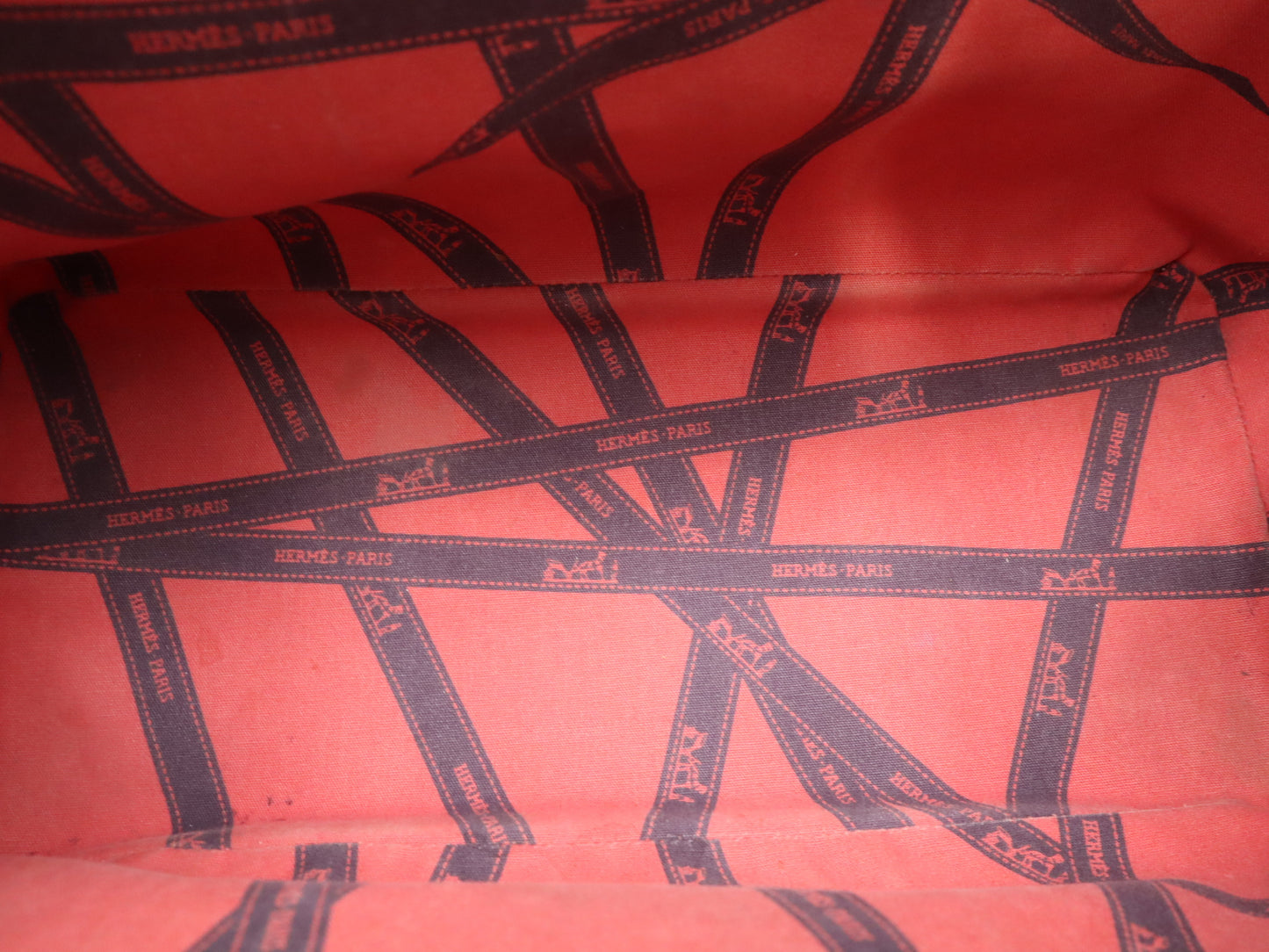 HERMES Garden Party PM Tote Bag, 2006 Limited Edition, Toile H Leather, Bordeaux Pattern, Gray Tote Bag
