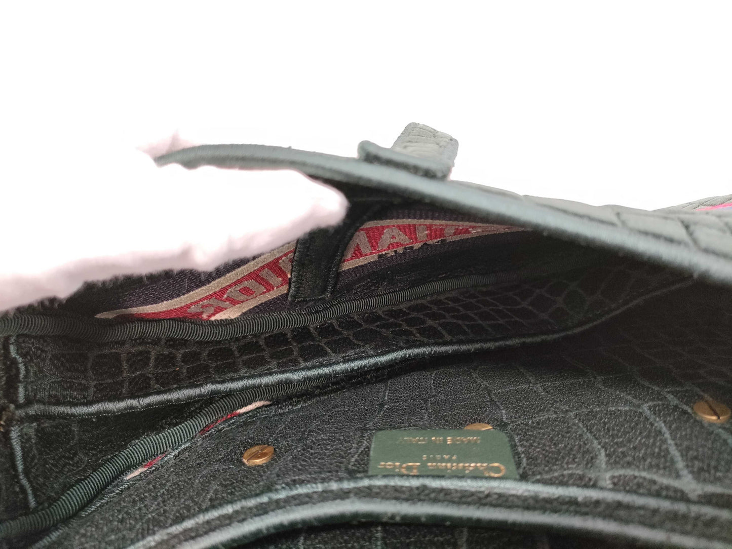 Dior Saddle Bag Medium Shoulder Bag Green with Gold Hardware Velvet Shoulder Bag