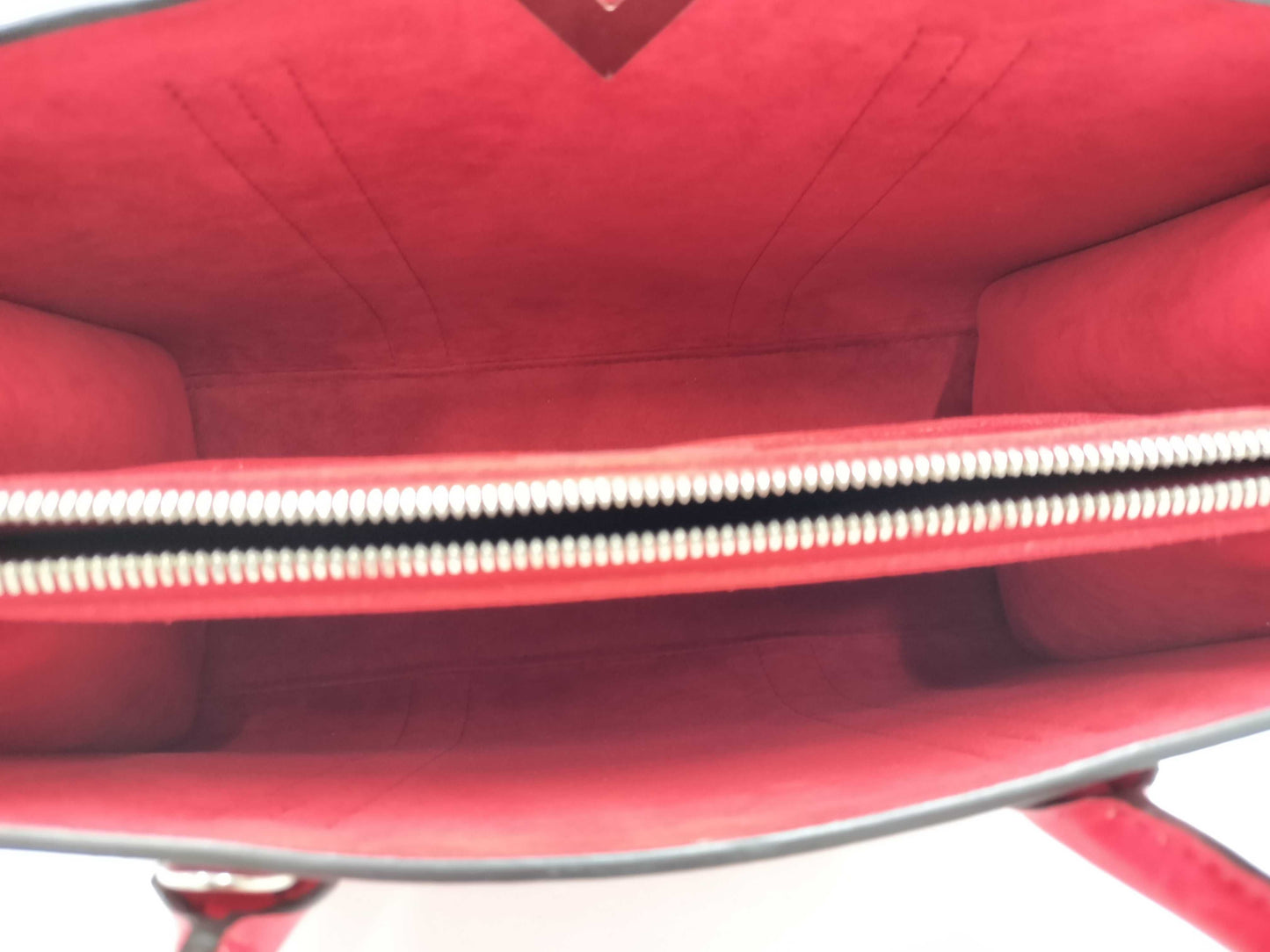 LOUIS VUITTON Very Tote M43542 Red with Silver Hardware and Leather RFID Tote Bag