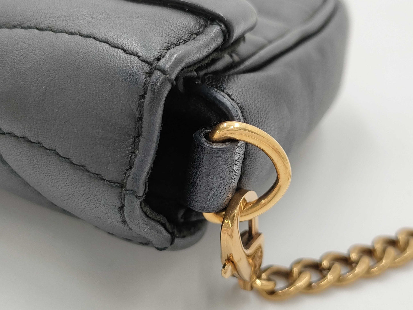 LOUIS VUITTON Pochette Chain Wallet M63929 Black with Gold Hardware and Calf Leather TJ0169 Shoulder Bag