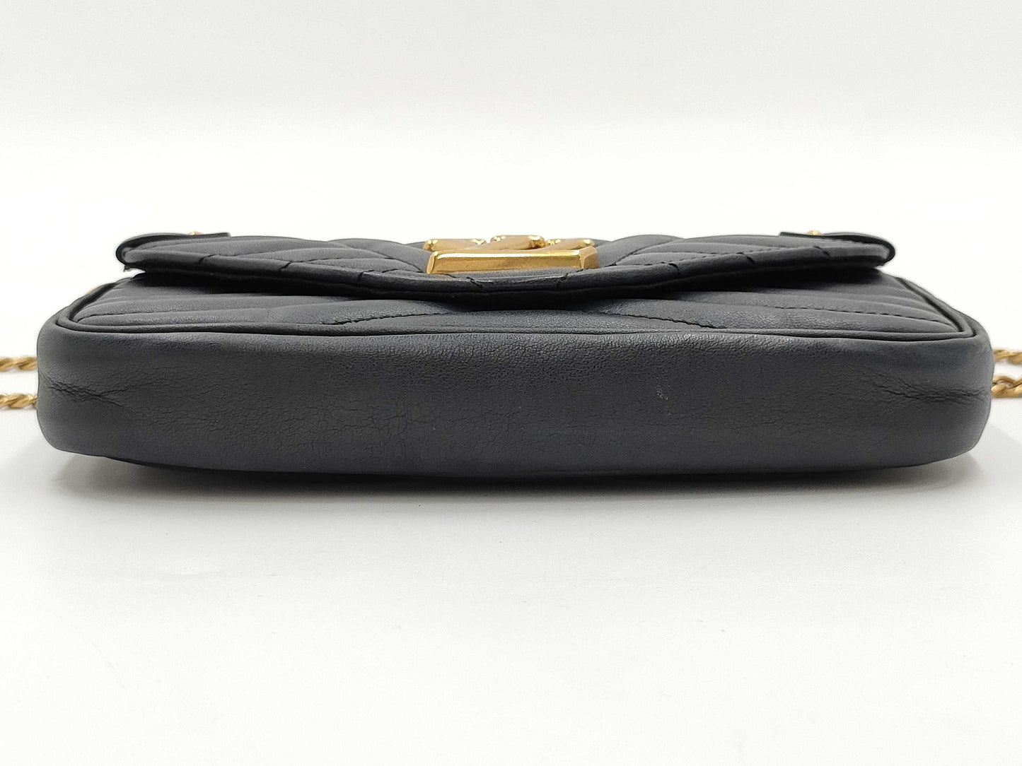 LOUIS VUITTON Pochette Chain Wallet M63929 Black with Gold Hardware and Calf Leather TJ0169 Shoulder Bag