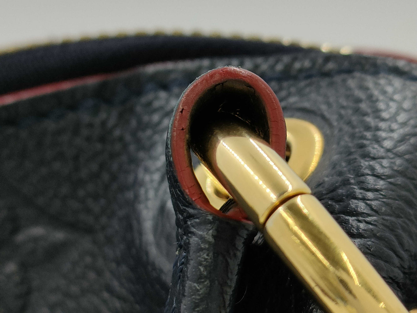 LOUIS VUITTON Pontu PM Tote Bag, Navy Blue with Gold Hardware, Monogram Empreinte, M43721 DU0199