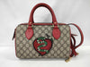 GUCCI GG Supreme PVC x Leather 2-Way Handbag, Beige x Red, 409529, Shoulder Strap, Shoulder Bag