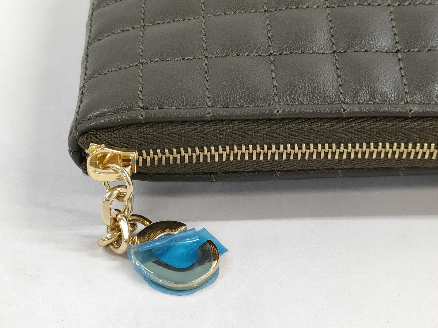 CELINE Khaki Calf Leather Clutch Bag with Dust Bag