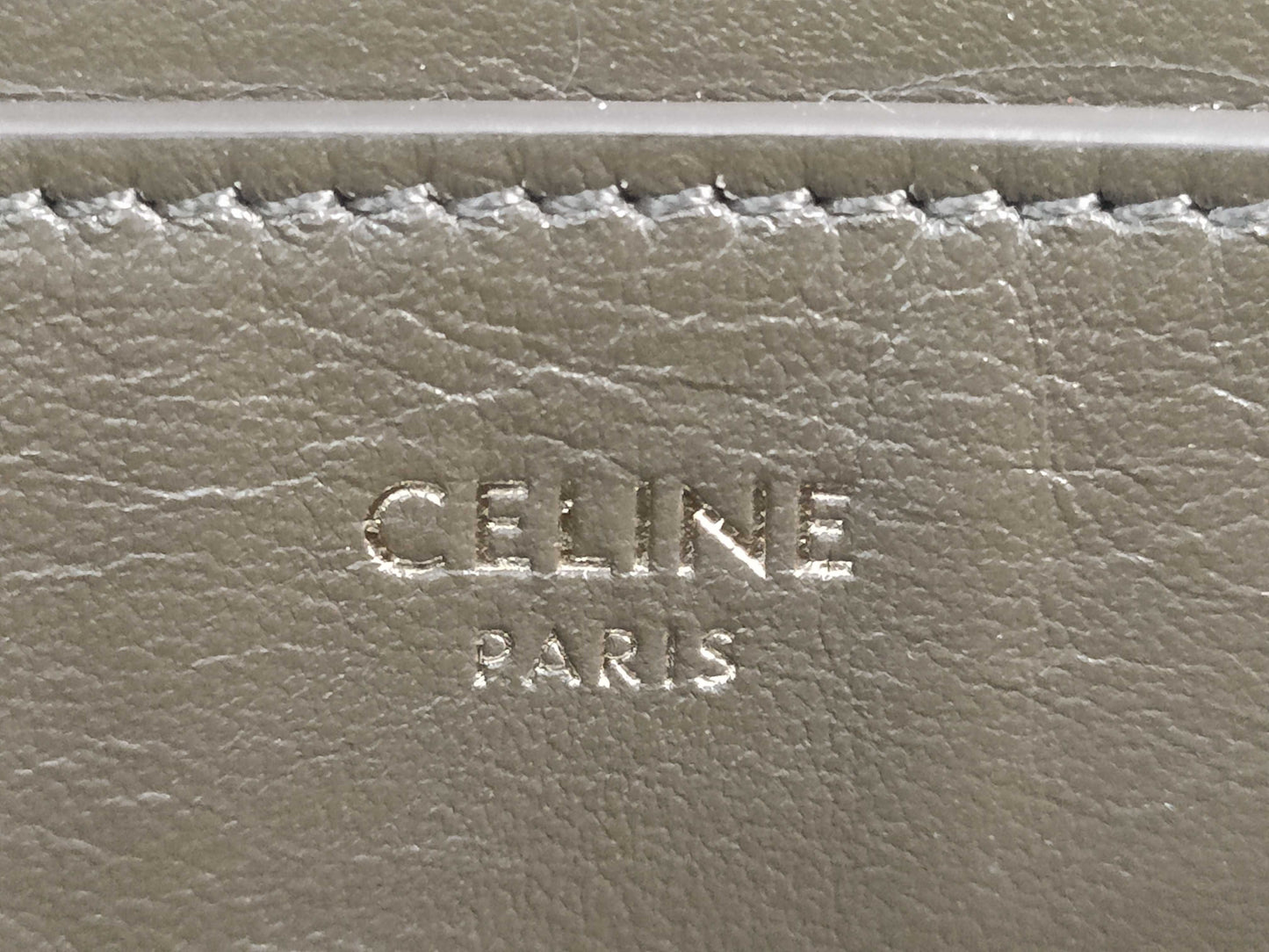 CELINE Khaki Calf Leather Clutch Bag with Dust Bag