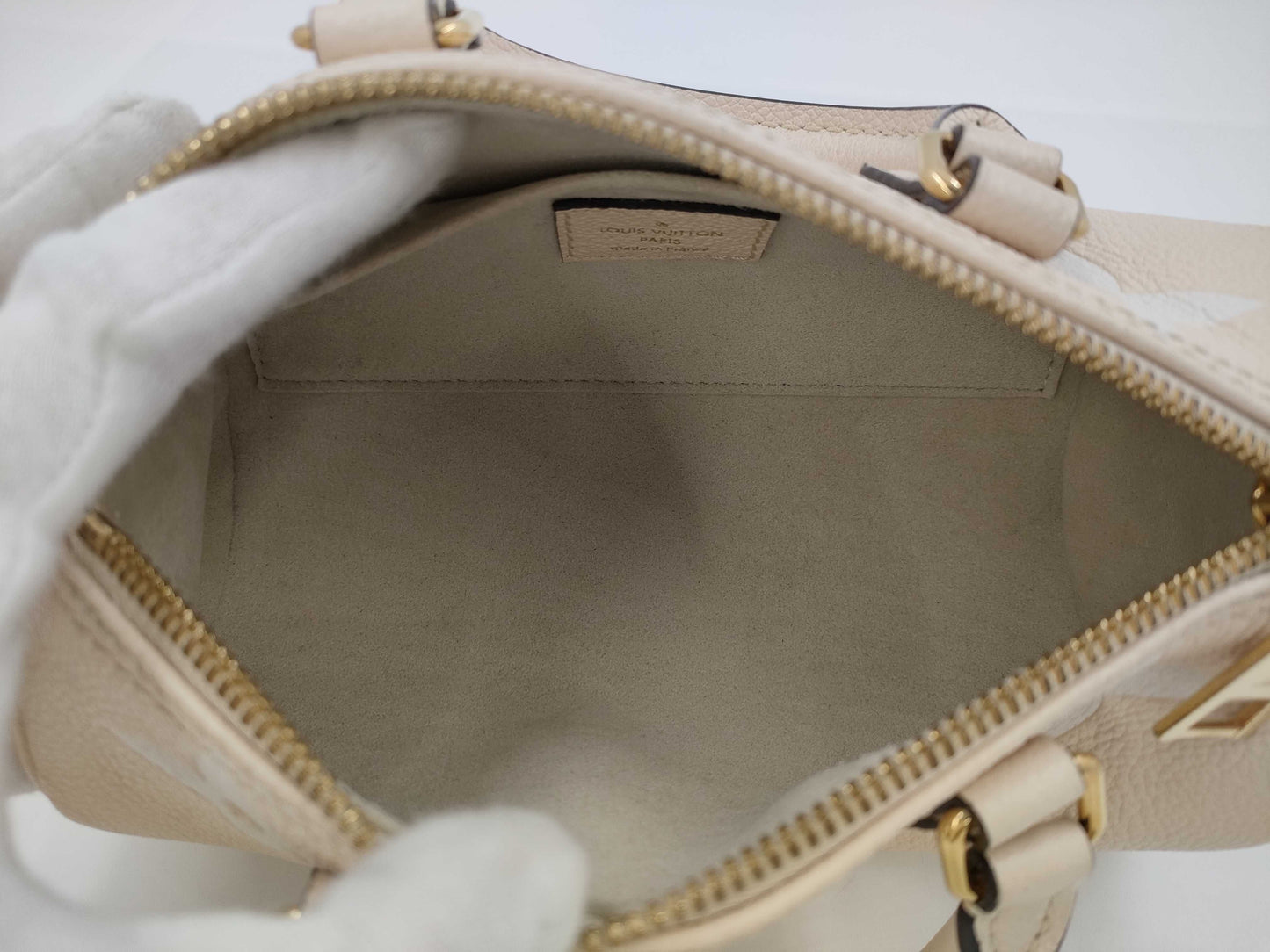 LOUIS VUITTON Papillon BB Handbag, Beige, Gold Hardware, Monogram Empreinte, M45708, RFID Pouch, Shoulder Bag