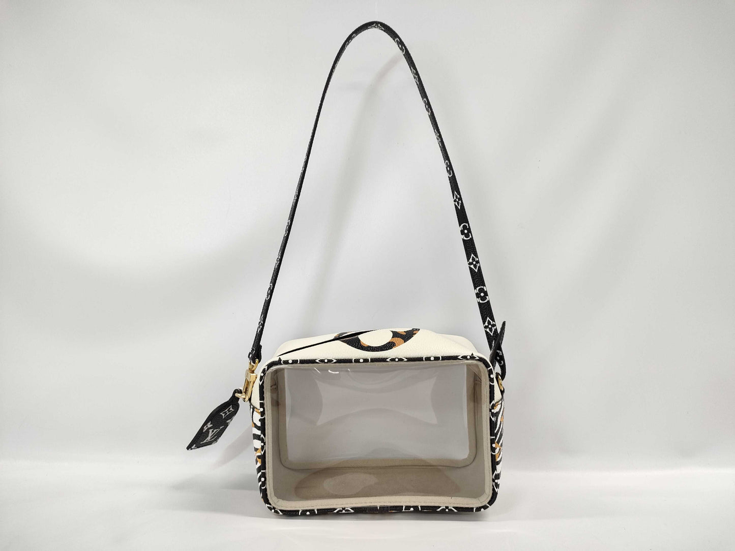 LOUIS VUITTON Jungle Beach Pouch Shoulder Bag in White with Multicolored and Gold Hardware, Monogram Canvas, M67883 TR2129 Shoulder Bag