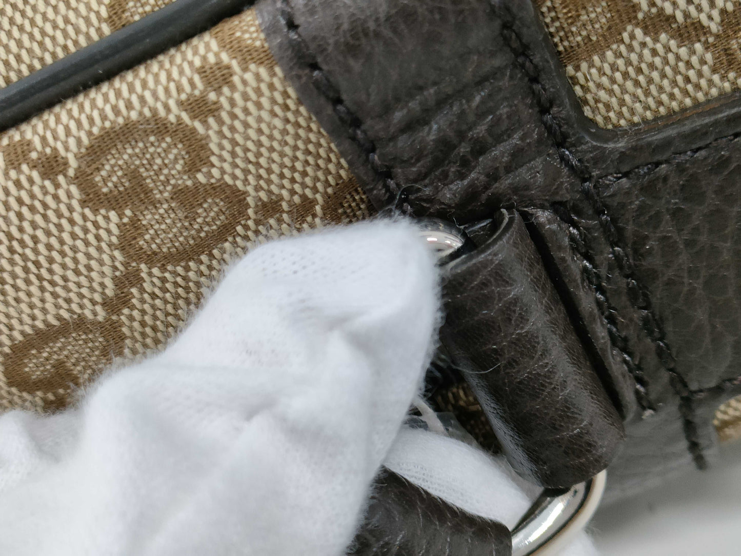 GUCCI GG Canvas and Leather Shoulder Bag, Beige and Brown, 449173, Dust Bag, Instructions, Shoulder Bag