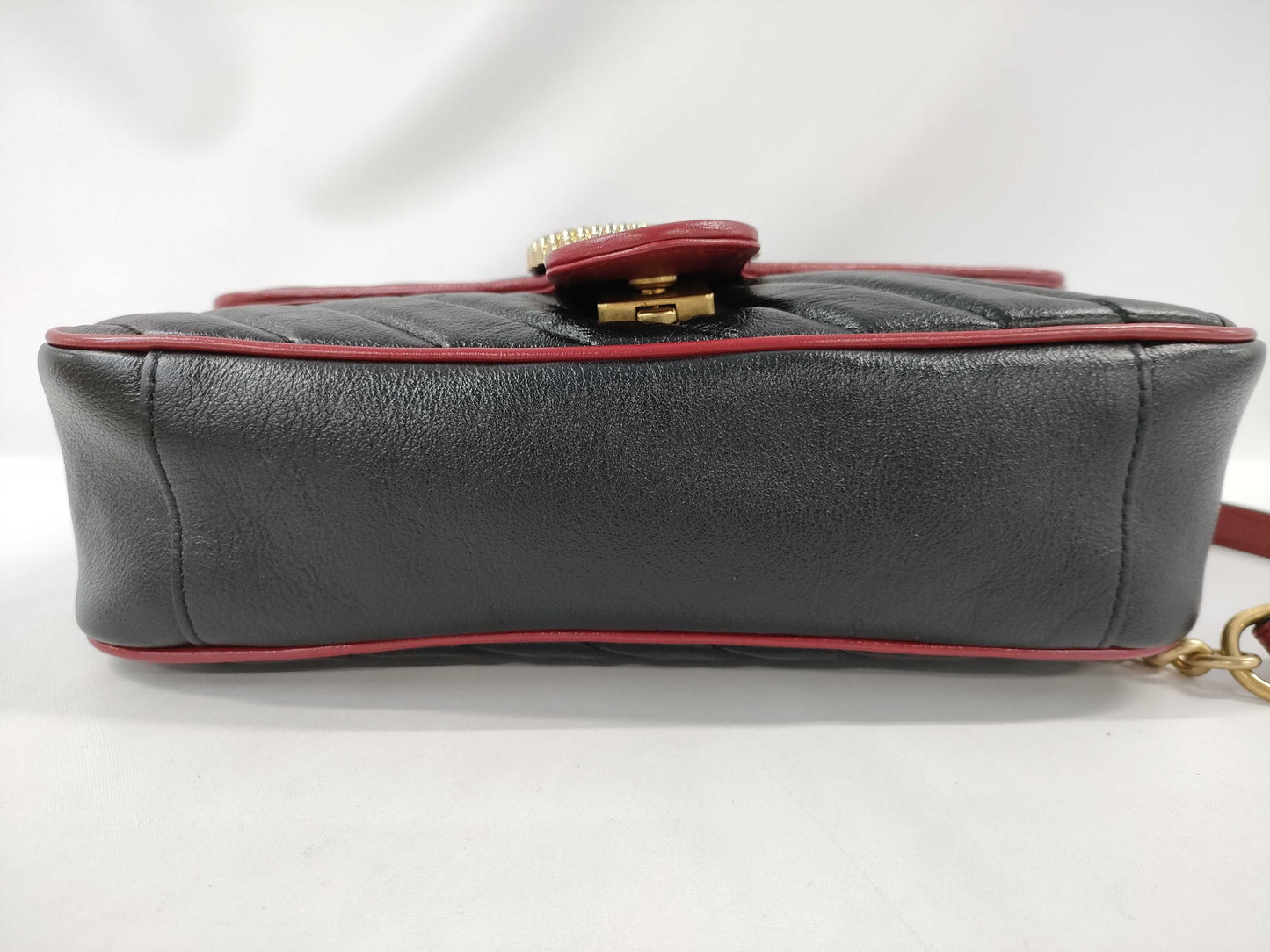 GUCCI GG Marmont Quilted Small Shoulder Bag in Black, Red, and Gold Hardware with Leather, 443497, Dust Bag, Shoulder Bag