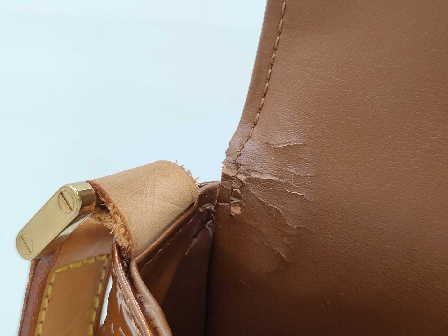 LOUIS VUITTON Monogram Vernis Thompson Street Shoulder Bag in Bronze with Gold Hardware, M91124 CA0090, Dust Bag