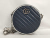 GUCCI GG Marmont Round Shoulder Bag in Navy and White Leather