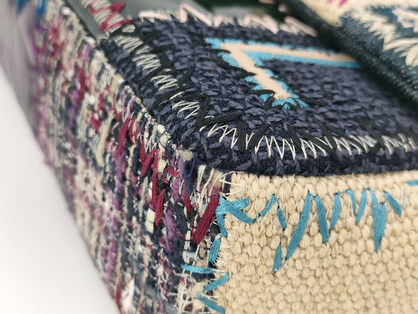 CHANEL Chain Shoulder Bag Patchwork Denim Tweed Leather Multicolor Silver Hardware 16 Series Shoulder Bag