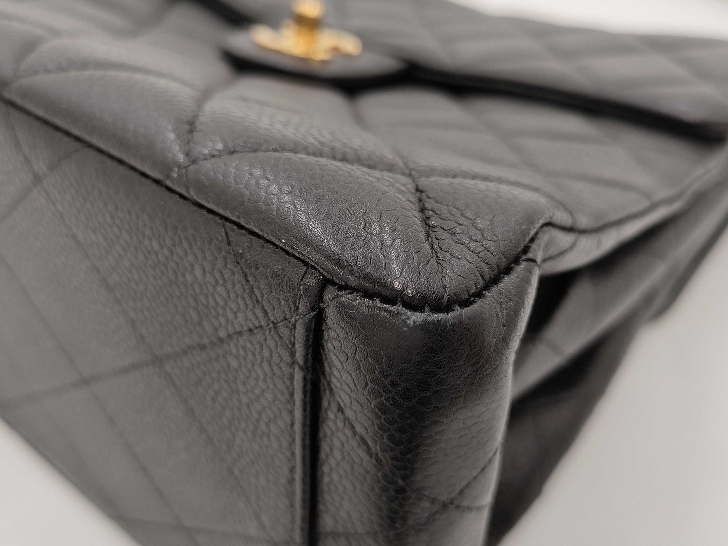 CHANEL Double-Face Matelasse Caviar Leather Shoulder Bag in Black with GD Hardware, No. 4