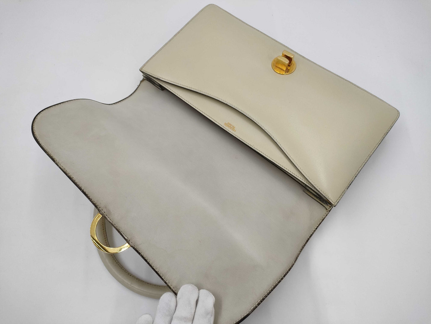 HERMES Ring Do Leather Handbag