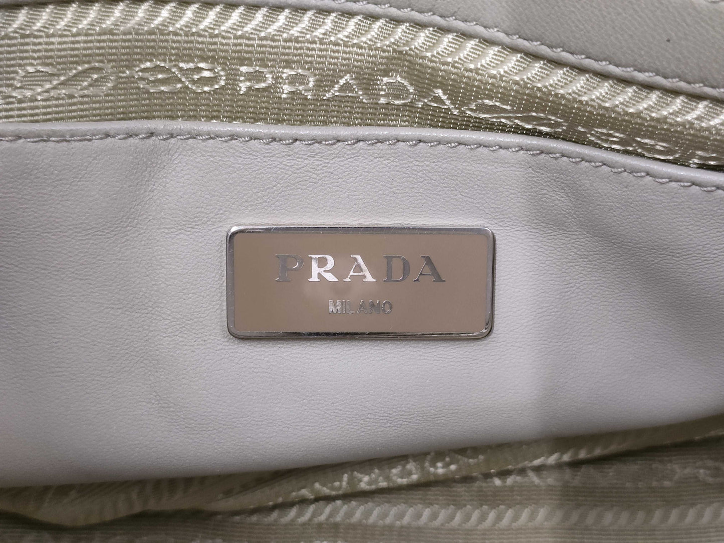 PRADA Triangle Logo Gathered Handbag
