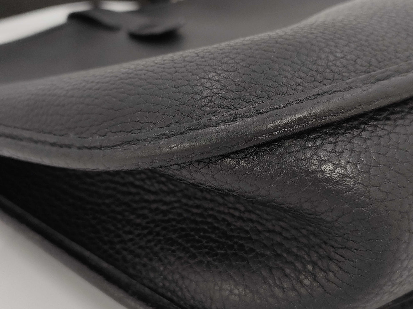 HERMES Evelyn Black Engraved Gold Hardware Shoulder Bag