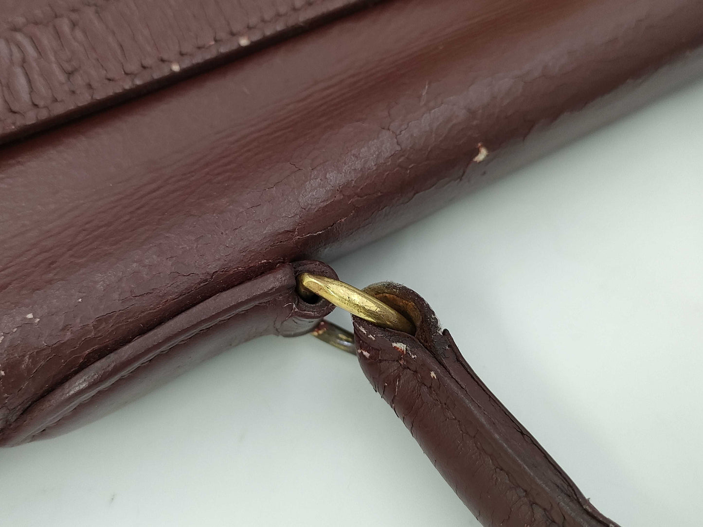 HERMES Kelly 32 Z Stamp Le Tourne Burgundy Box Calf Leather with Gold Hardware Shoulder Bag